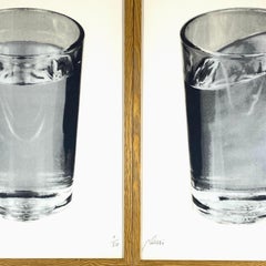 Fabrizio Plessi, set of 2 Glass of water serigraph, Signed 1/50, Italy 1975