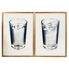 Fabrizio Plessi, set of 2 Glass of water serigraph, Signed 1/50, Italy 1975