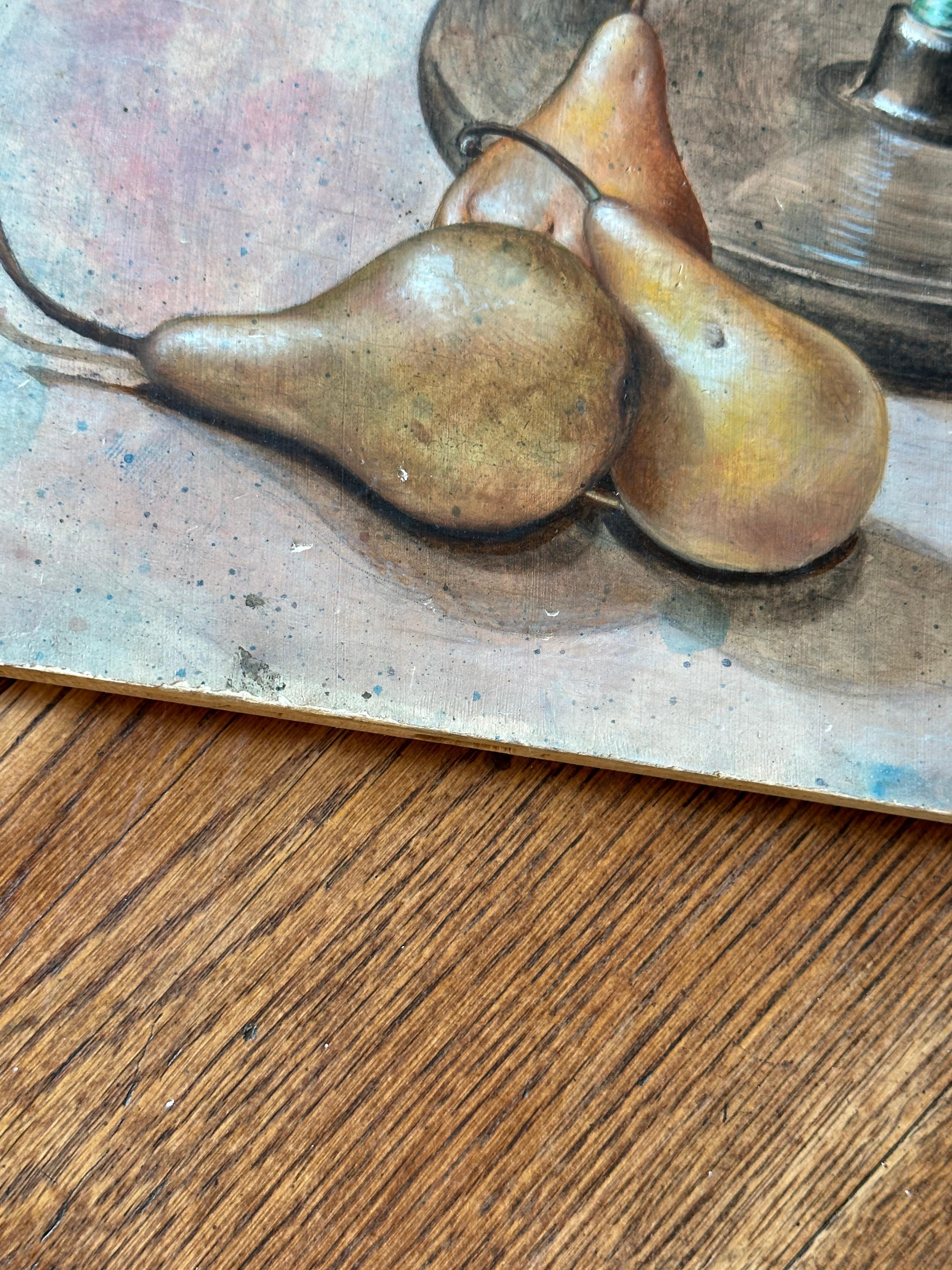 20th Century FABRIZIO RICCARDI, surrealist portrait with pears For Sale