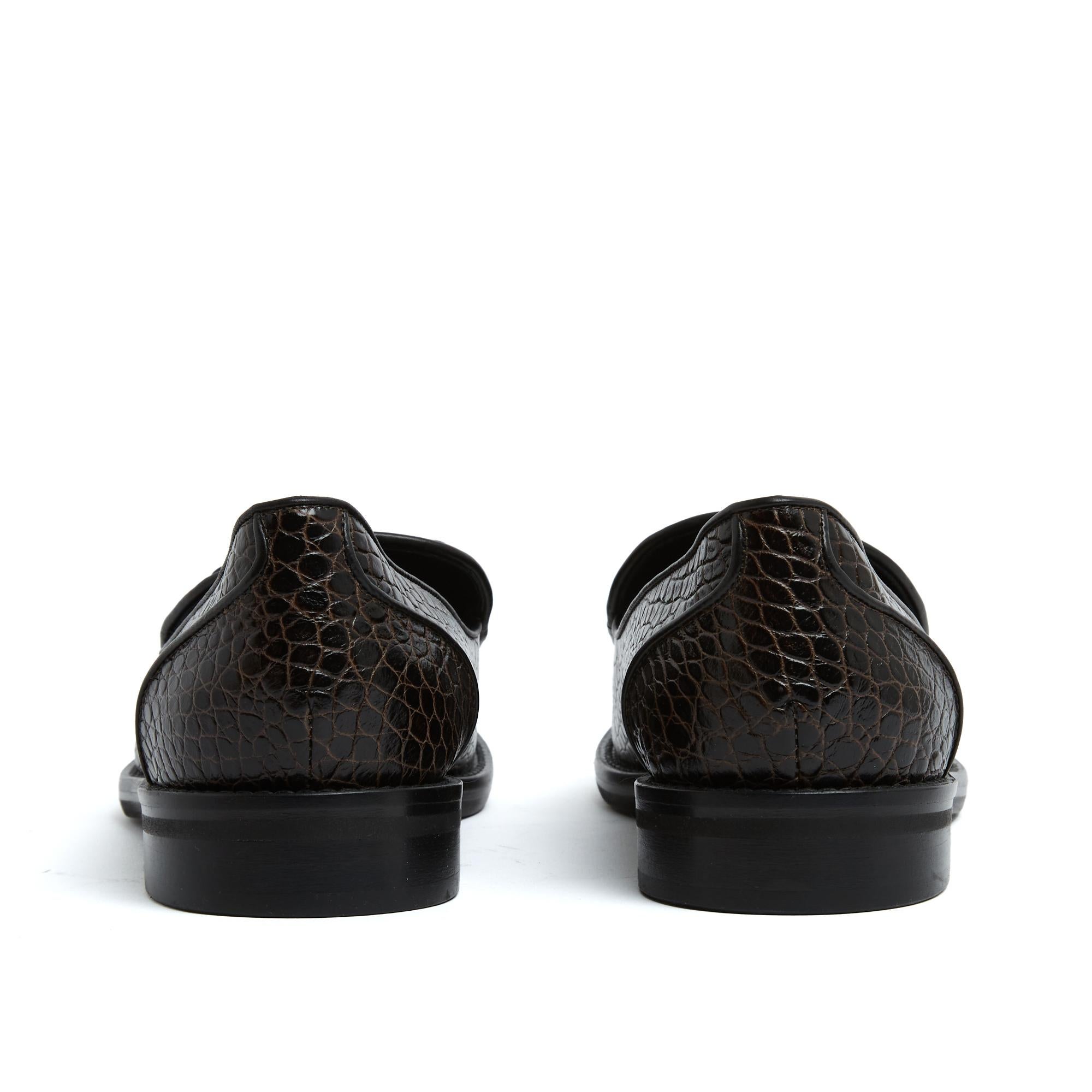 Fabrizio Viti Mocassini Noir EU38.5 Marrone Scuro Pelle Nera UK5.5 US8 In condizioni Nuovo in vendita a PARIS, FR