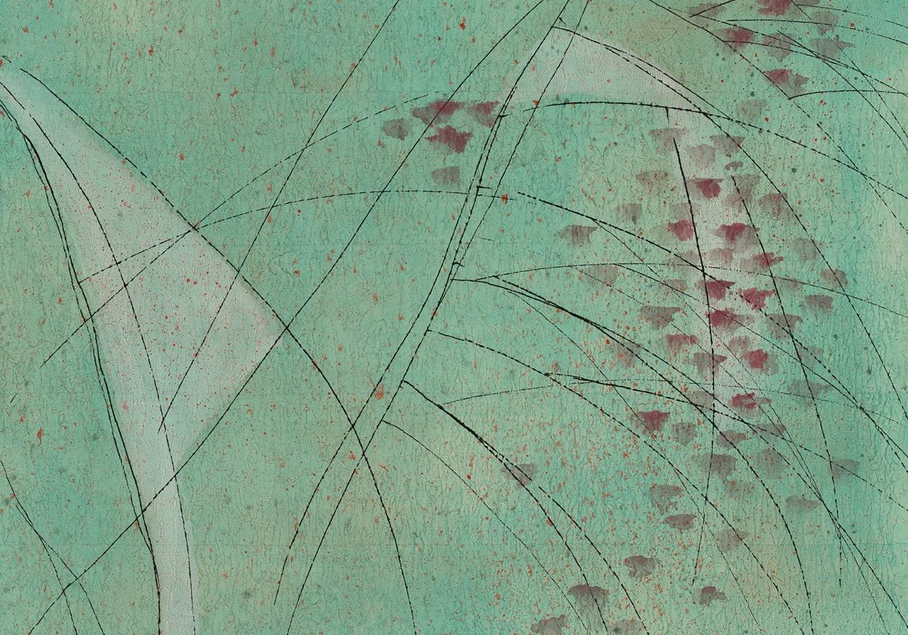 Italiano Fabscarte Framework Decorazione murale dipinta a mano, Albero Verde in vendita