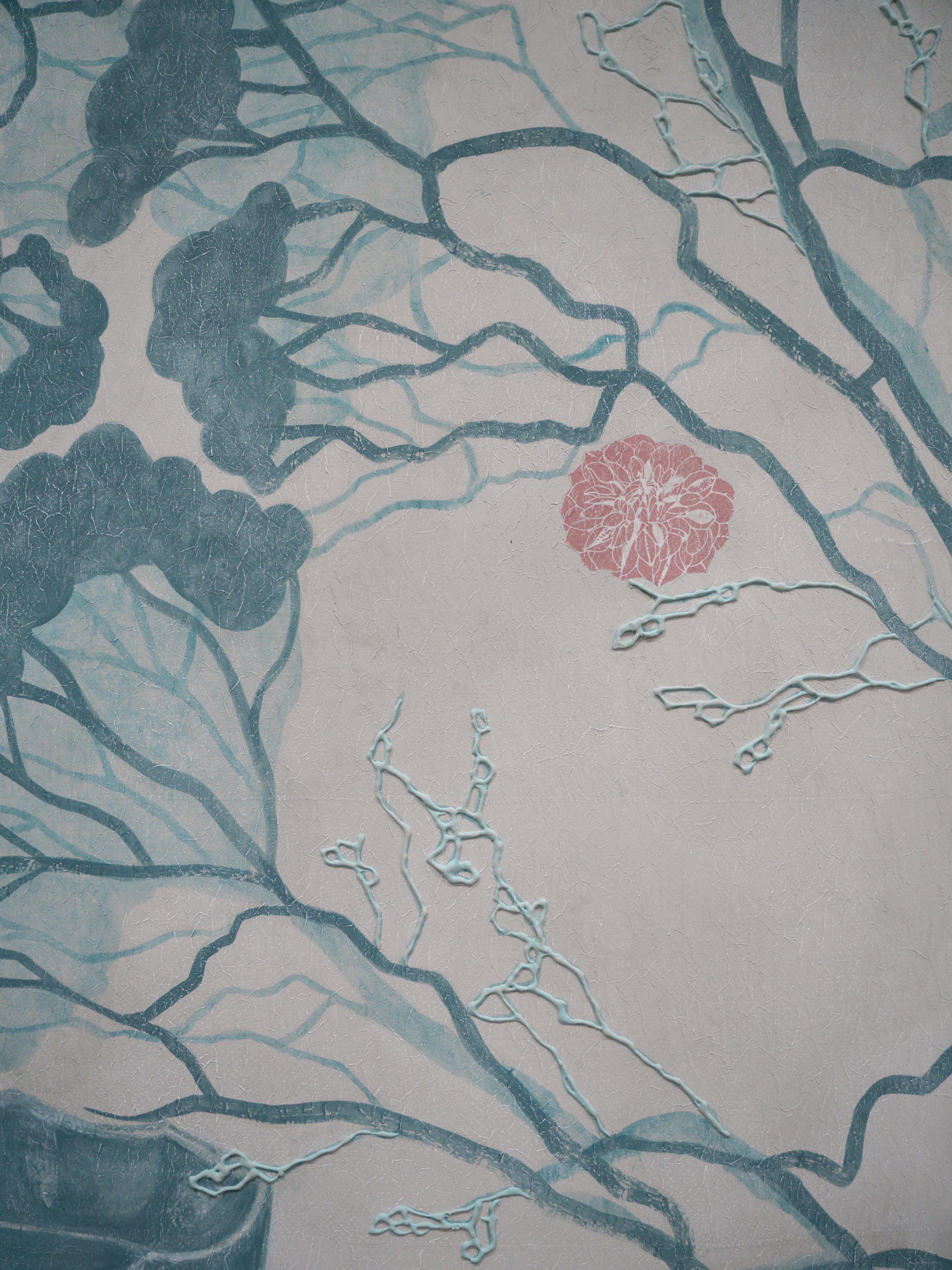 Fabscarte Handmade and Hand Painted Wallpaper, Post Garden Verde In New Condition For Sale In Milan, IT