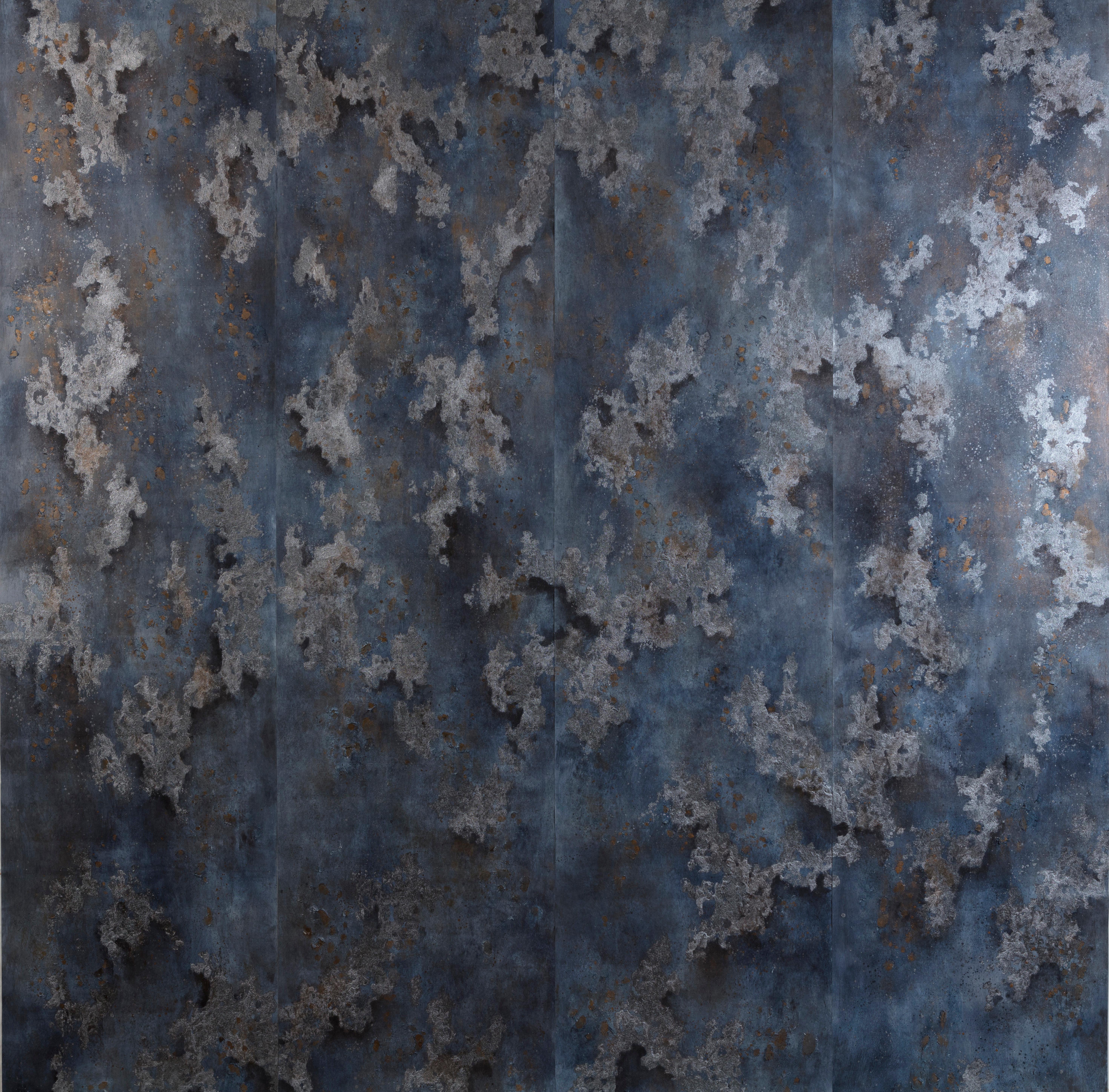 Fabscarte Handmade Hand Painted Wallpaper, Martyn Thompson,  Midnight Moon Dust For Sale 1