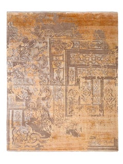 FABULEUX Hand Knotted French Rococo Inspired Rug, Blue & Taupe Colours by Hands