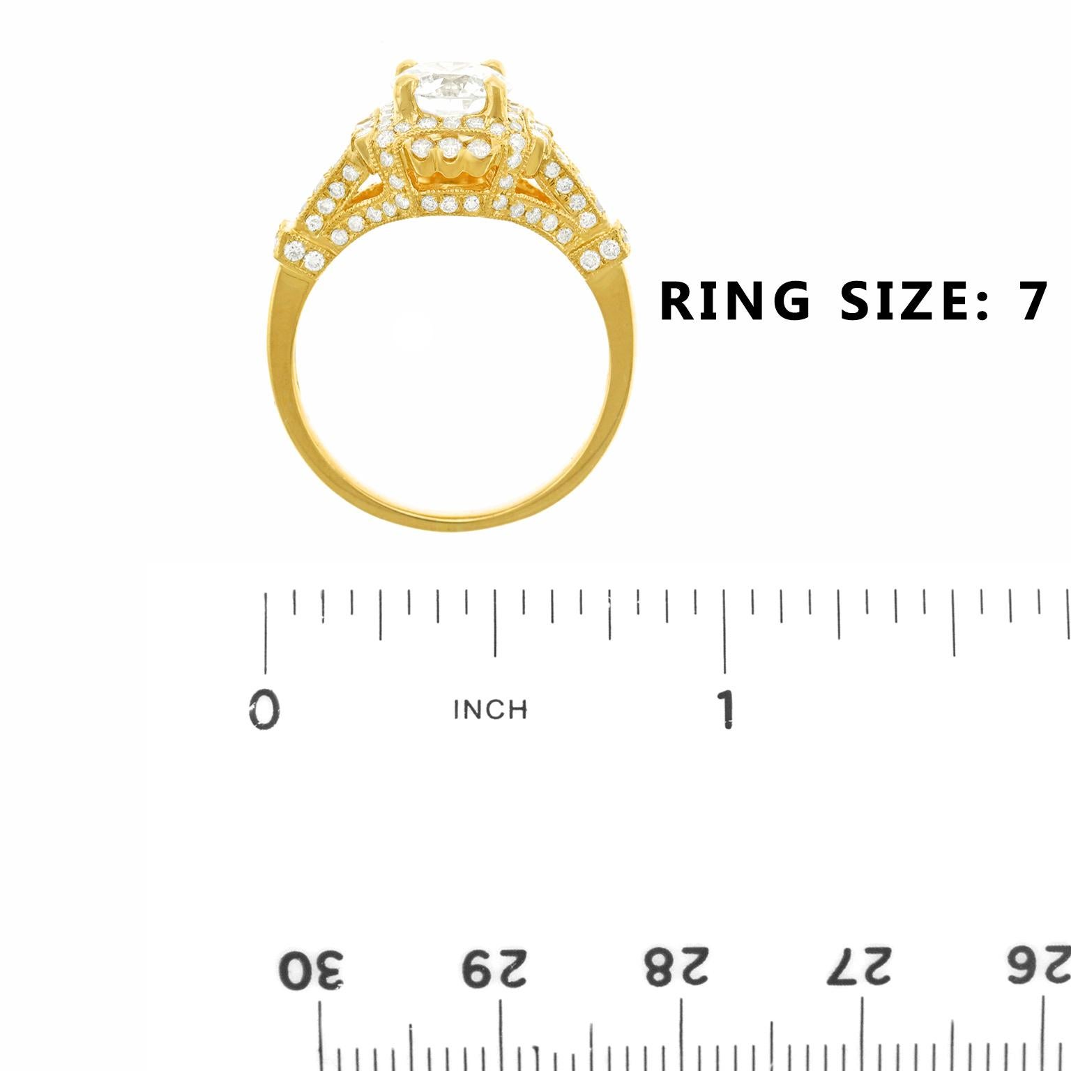 Fabulous 1.14 Carat Diamond Set Yellow Gold Ring GIA 2