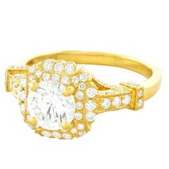 Fabulous 1.14 Carat Diamond Set Yellow Gold Ring GIA
