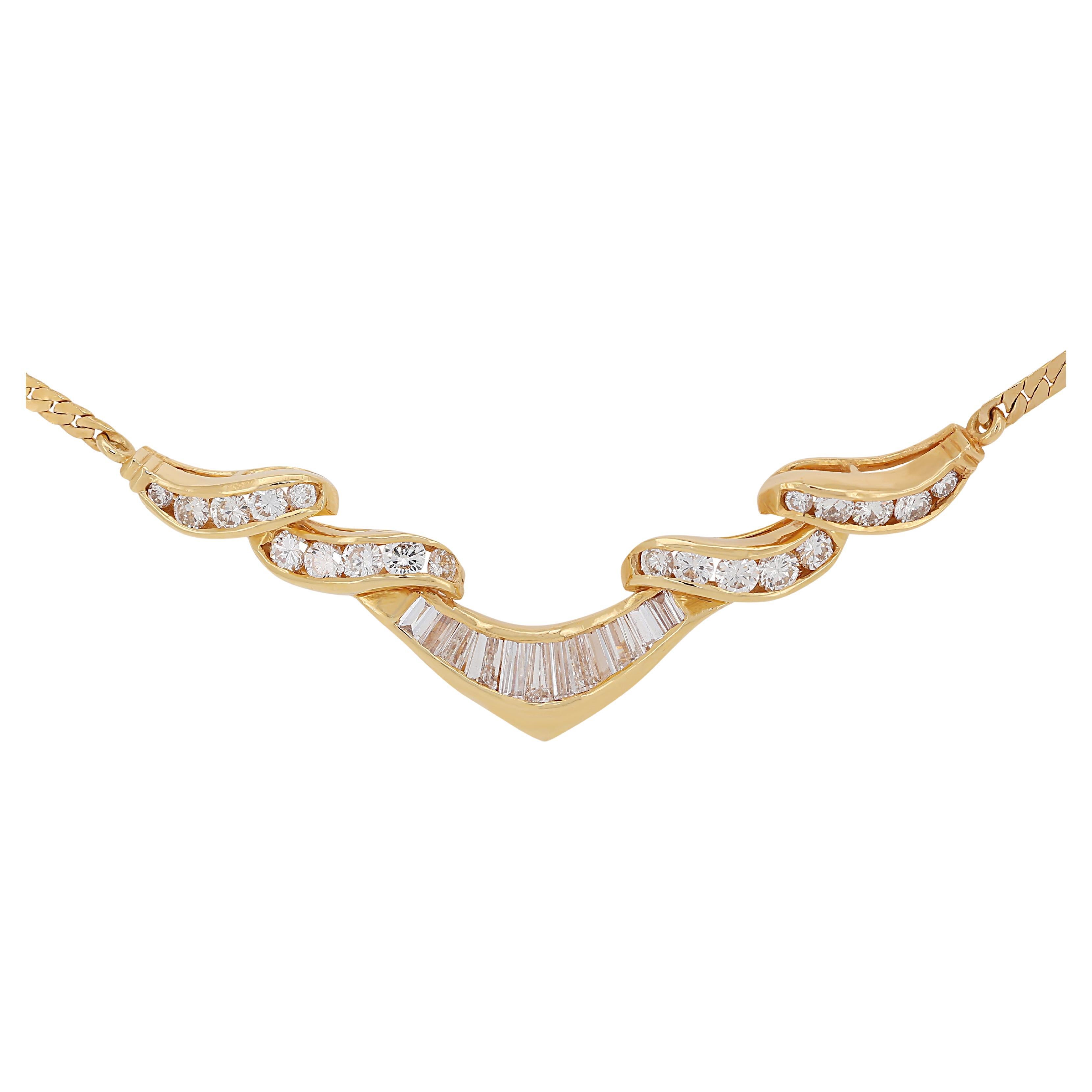 Halskette mit fabelhaftem 1,18 Karat Diamantkragen aus 20 Karat Gelbgold im Angebot