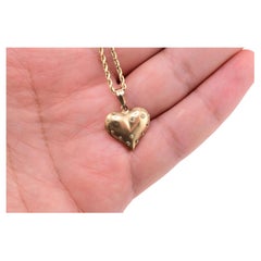 Fabulous 14K Yellow Gold Heart Shape Pendant & Chain