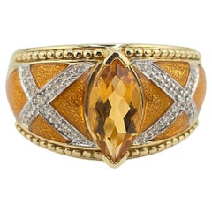 Fabulous 14K Yellow Gold Ring With Citrine & Diamonds
