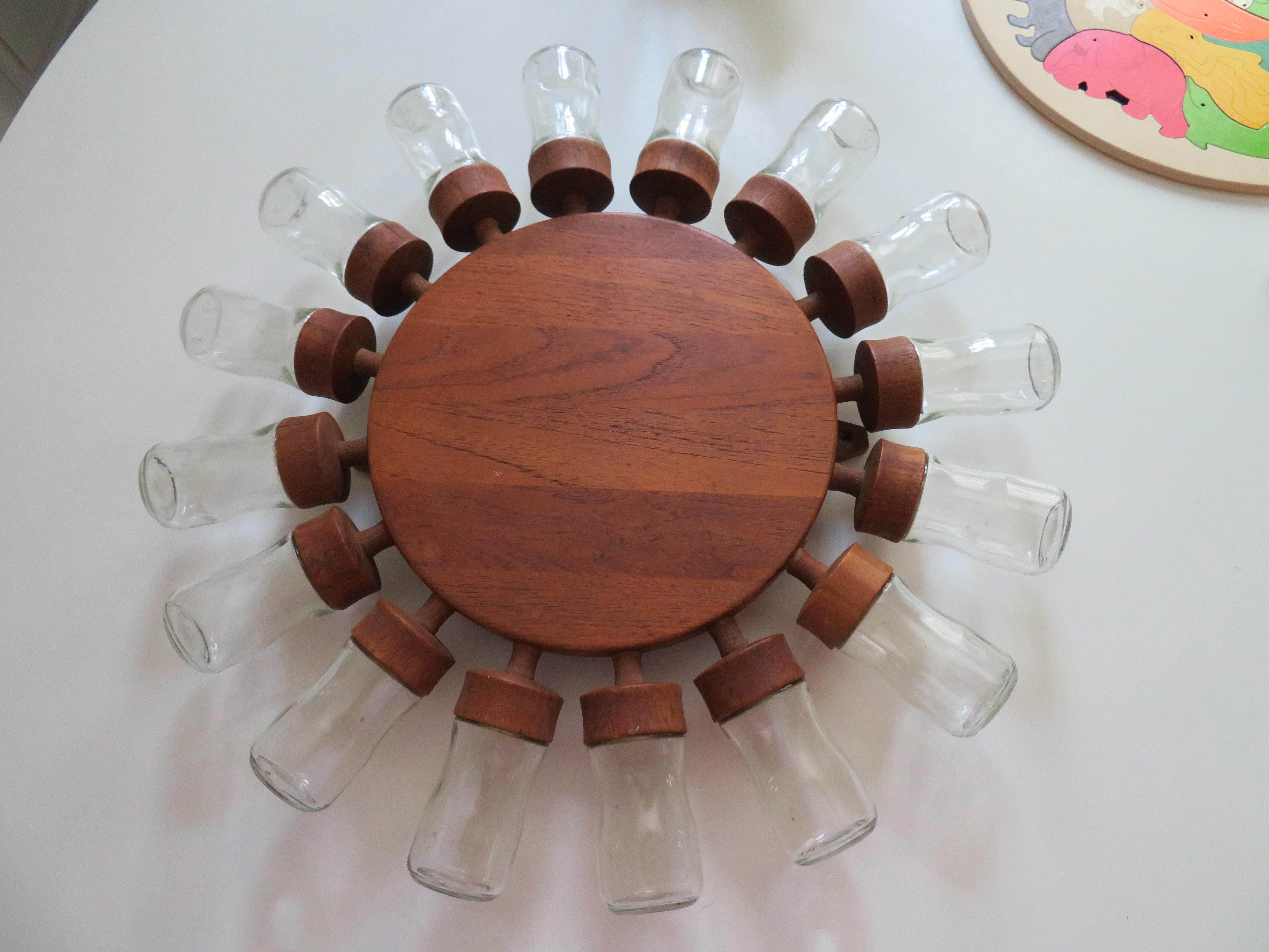 Fabulous 16 Glass Vintage Rotating Danish Spice Wheel from Digsmed, 1964 For Sale 4