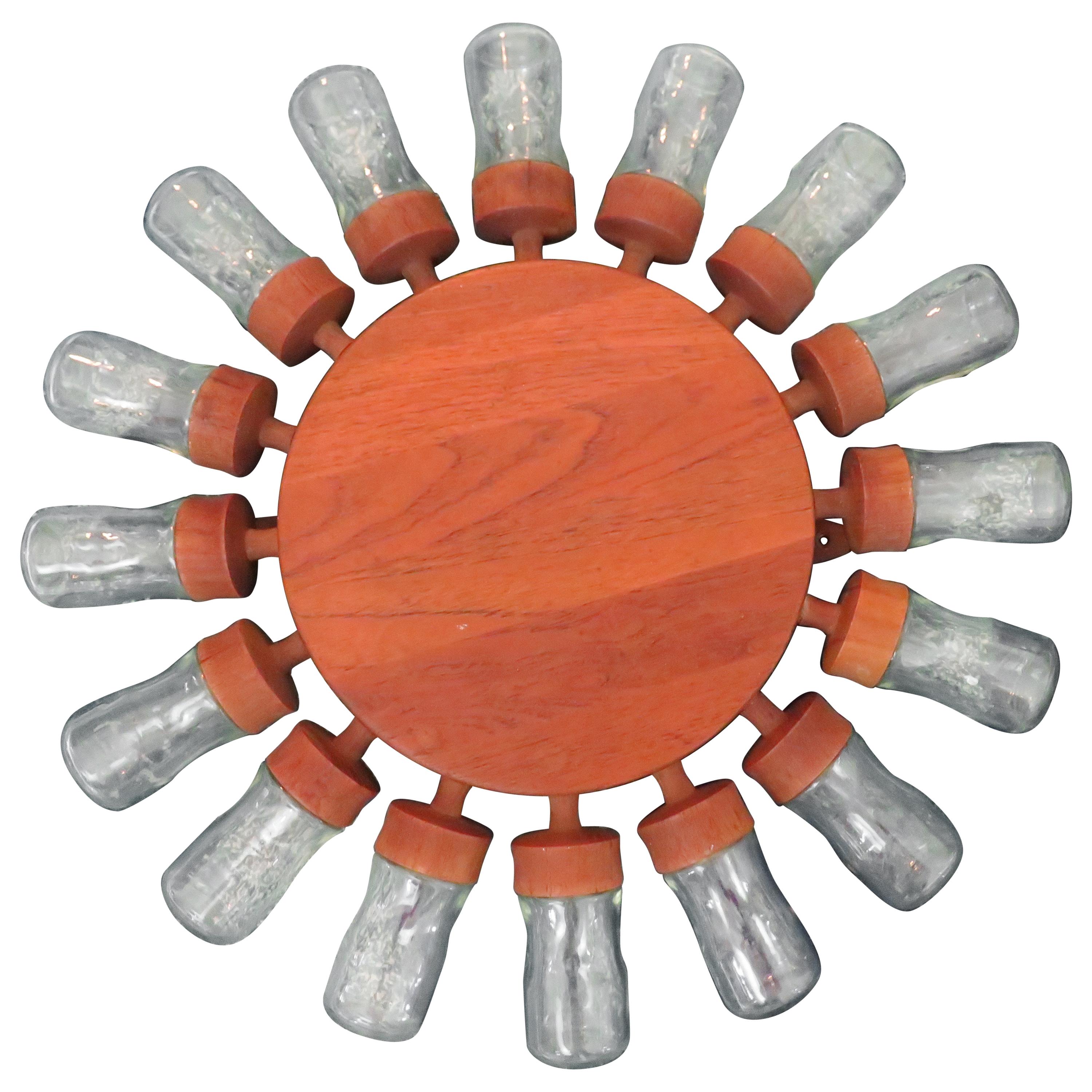 Fabulous 16 Glass Vintage Rotating Danish Spice Wheel from Digsmed, 1964 For Sale