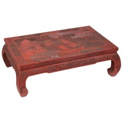 Fabelhafte 19. Jahrhundert Chinesisch geschnitzt Zinnabar niedrigen Tisch