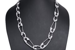 Fabulous 18 kt. White Gold Interlocking Safety Pin Necklace With 5.6ct. Diamonds