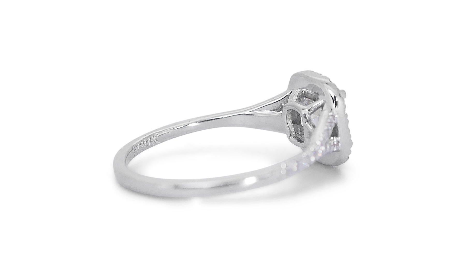 Fabulous 18K White Gold Halo Natural Diamond Ring w/ 1.24ct - GIA Certified  For Sale 2