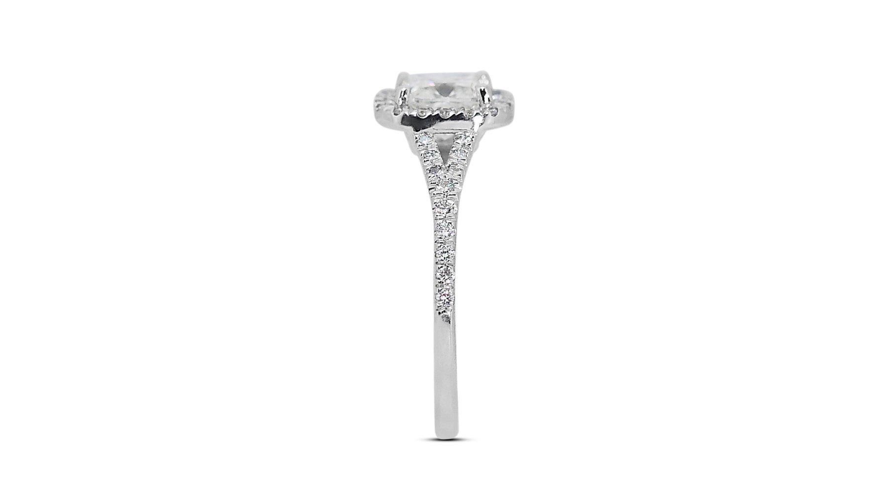 Fabulous 18K White Gold Halo Natural Diamond Ring w/ 1.24ct - GIA Certified  For Sale 3