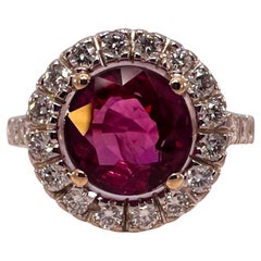 Fabulous 18kt White Gold 2.51 Ct Round Ruby with Certificate & 0.44ct Diamonds