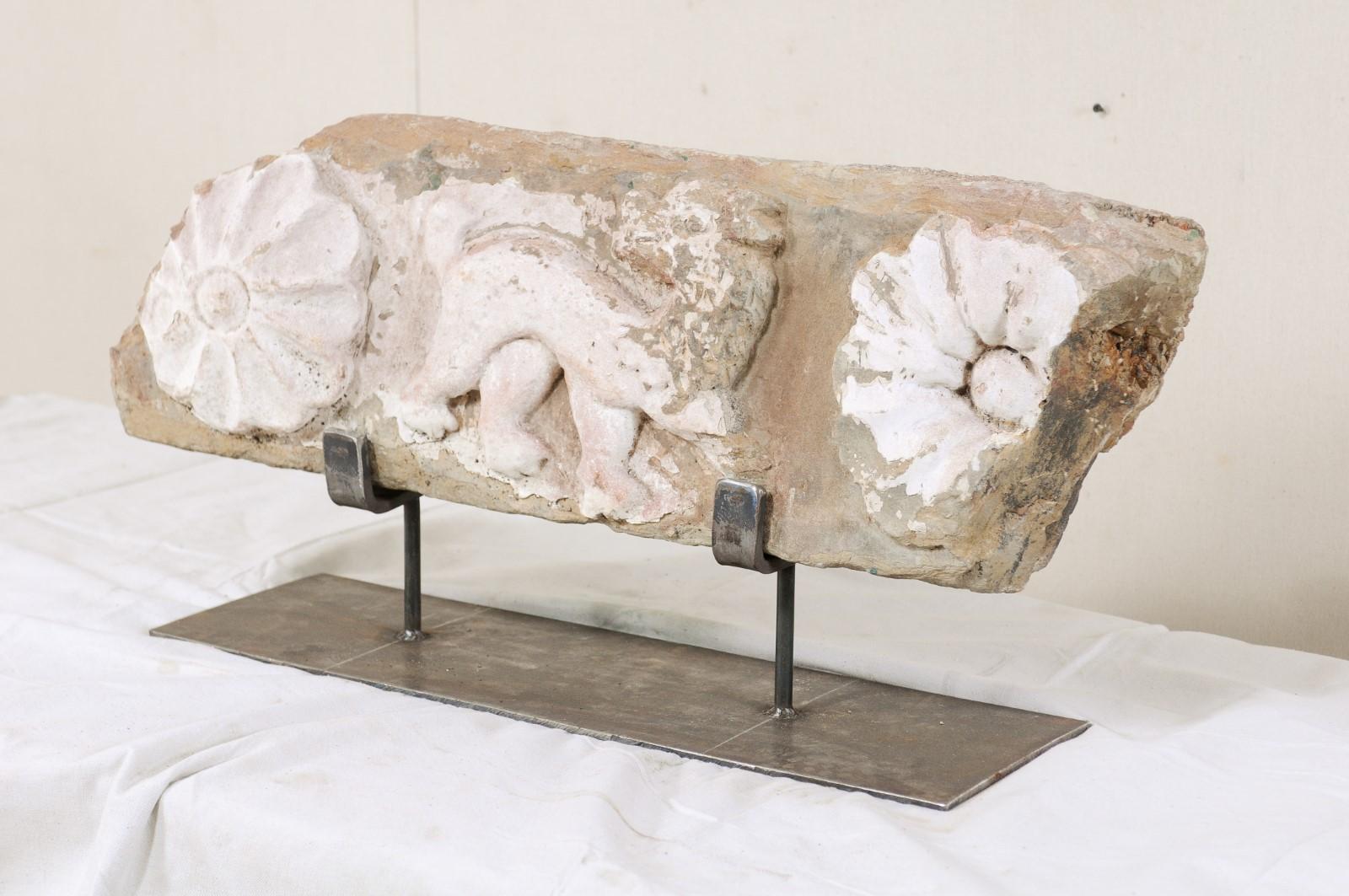 A Fabulous 18th Century Spanish Carved-Stone Fragment on Custom Stand 2