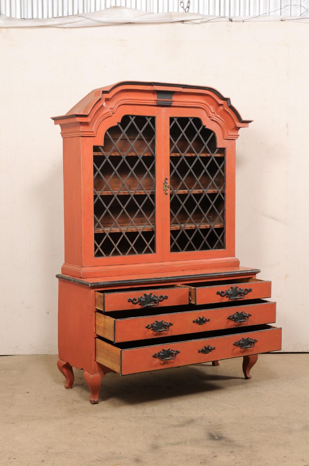 Wood Fabulous 18th Century Swedish Rococo Tall Display & Storage Chest For Sale