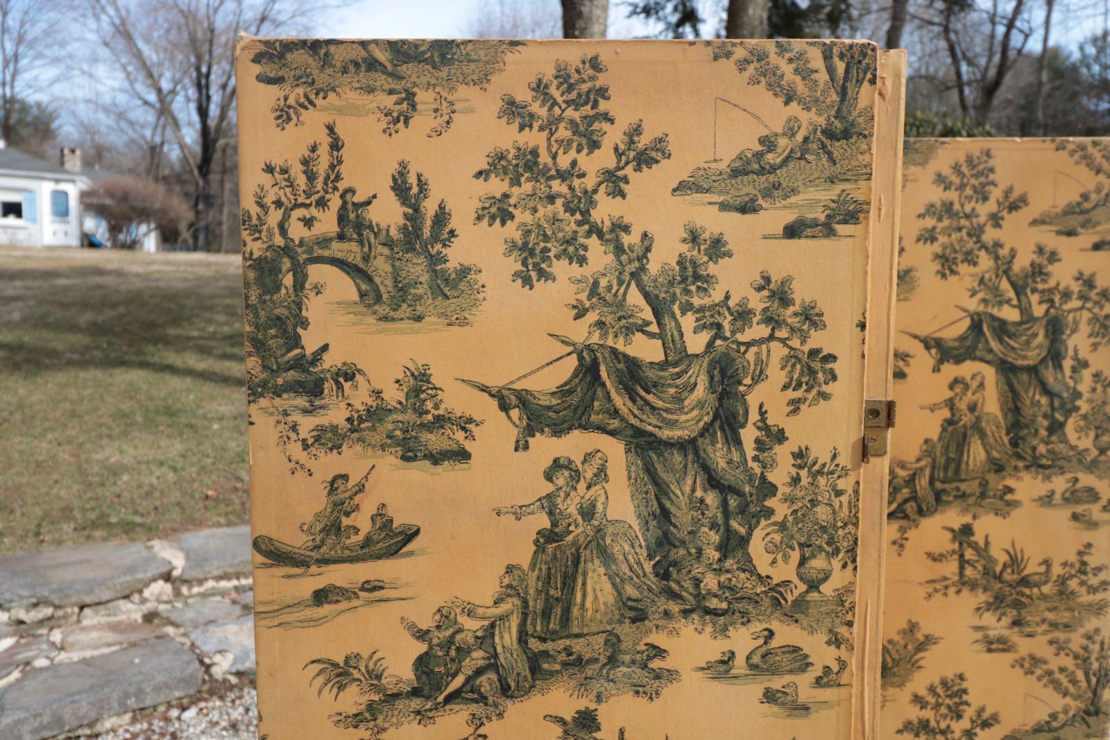Hollywood Regency Fabulous 1920s French Screen Toile de Jouy Depicting 18th Century, France