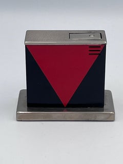 Fabulous 1940's Art Deco Post War Deutsch Touch Tip Schreibtisch Feuerzeug, Rot & Schwarz