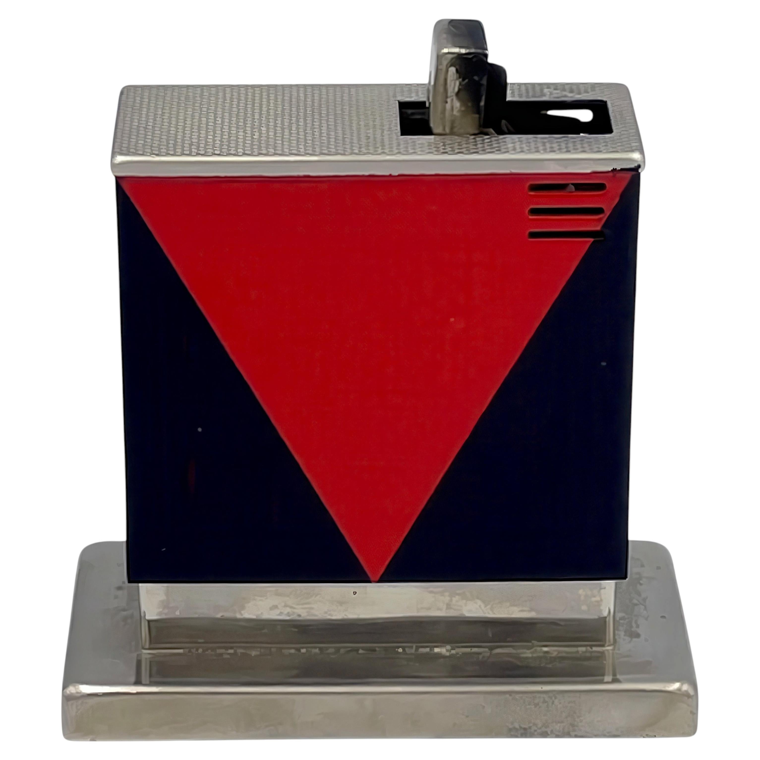 Fabulous 1940's Art Deco Post War German Touch Tip Desk Lighter, Red & Black For Sale