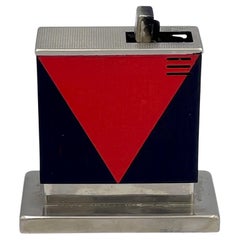 Fabulous 1940's Art Deco Post War German Touch Tip Desk Lighter, Red & Black