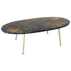 Fabulous 1950s Aldo Tura Chocolate Goatskin Cocktail Table