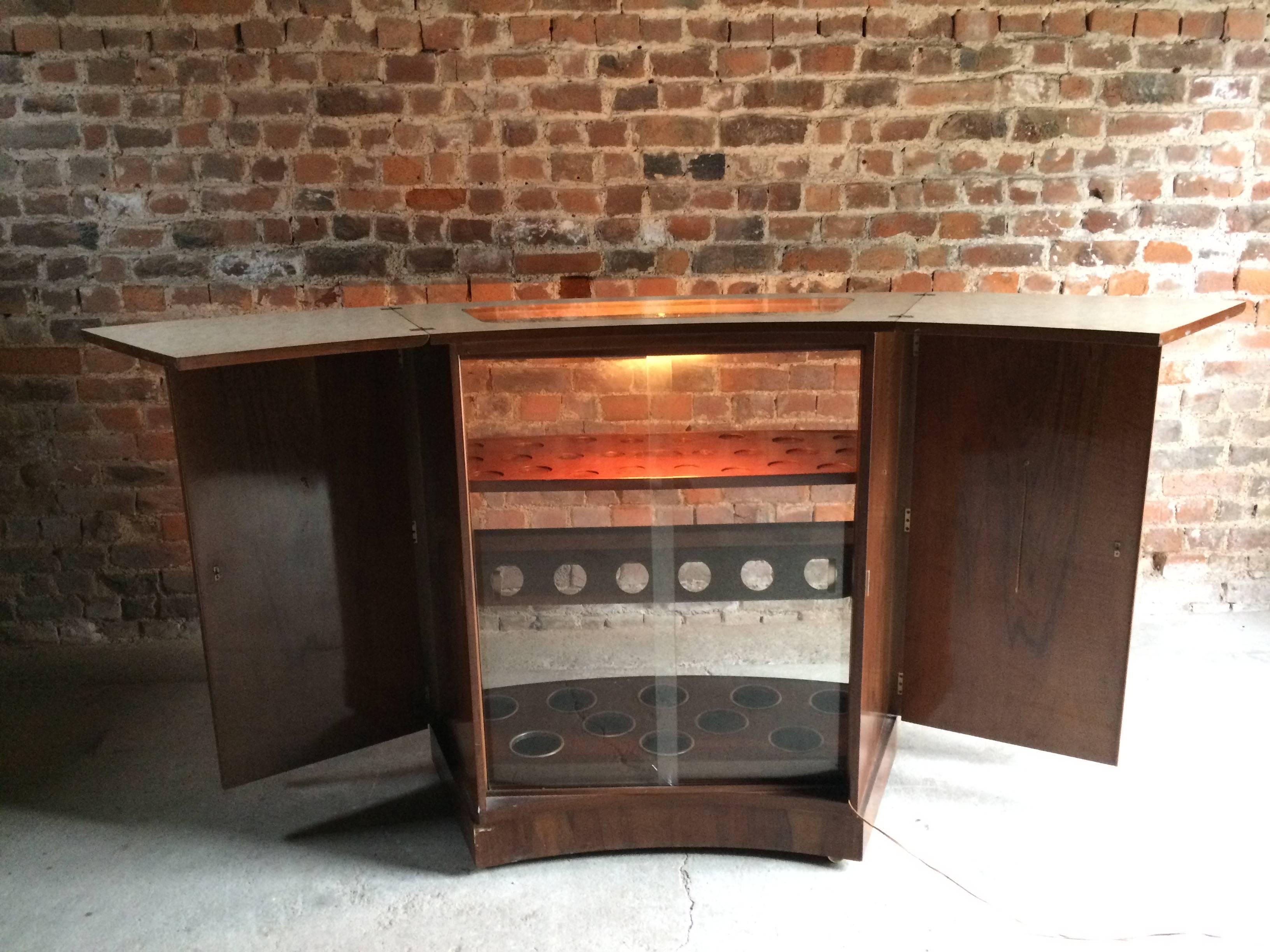 Fabulous 1950s Cocktail Cabinet Bar Drinks Turnidge of London Mahogany Glass 1