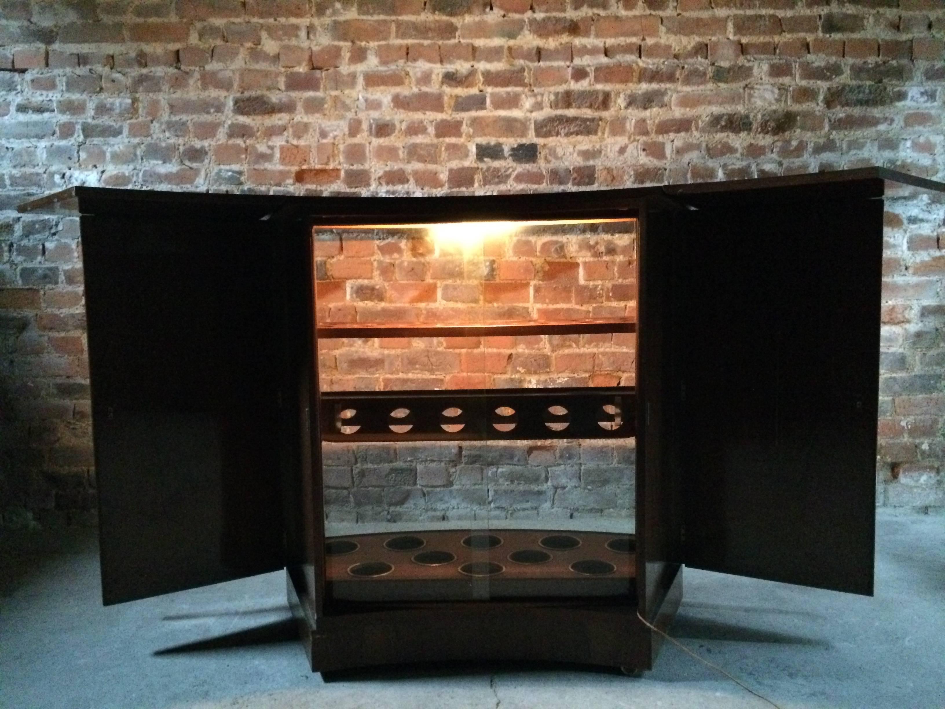 Mid-20th Century Fabulous 1950s Cocktail Cabinet Bar Drinks Turnidge of London Mahogany Glass