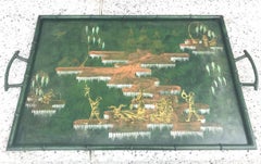Fabulous 1950s Italian Chinoiserie Tole Faux Bamboo Tray on Stand