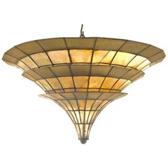 Fabulous 1960s Italian Chinoiserie Shell and Parcel-Gilt Chandelier