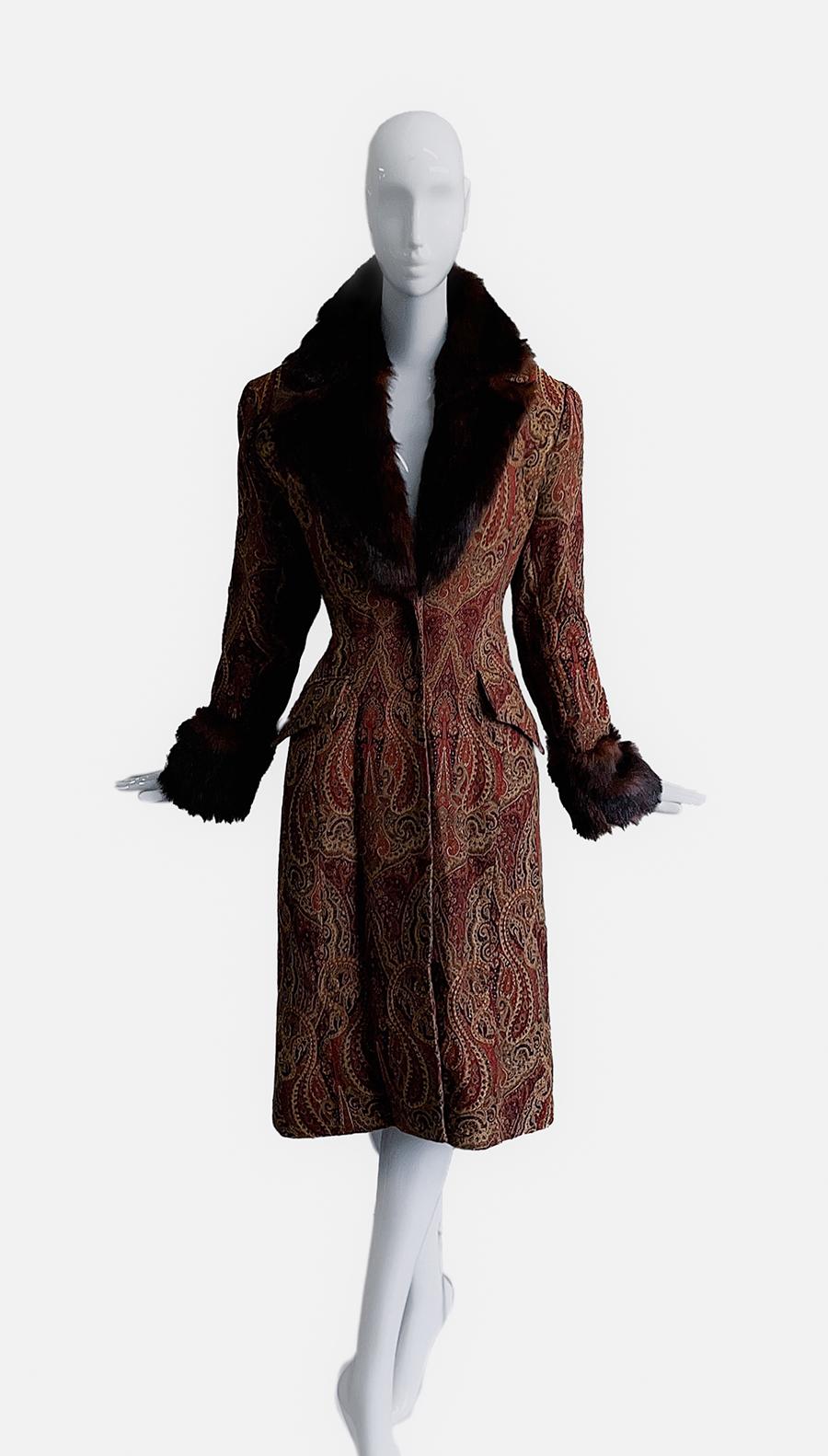 Fabulous 1970s Coat  70s 60s Faux Fur Brocade Luxury Vintage Jacket Penny Lane For Sale 1