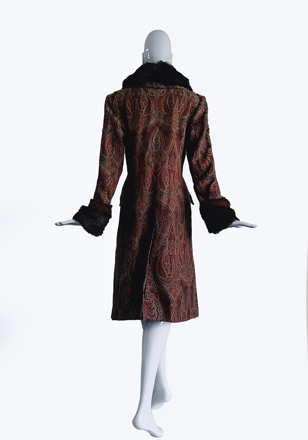 Fabulous 1970s Coat  70s 60s Faux Fur Brocade Luxury Vintage Jacket Penny Lane For Sale 2