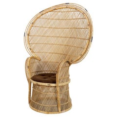 Fabuloso sillón vintage de ratán "pavo real" de los años 70