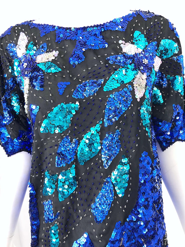 80s Floral Sequin Blouse 18