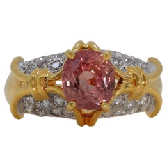 Fabulous 2 carats and 56 points Padparadscha Sapphire and Natural Diamond Ring Fabulous 2 carats and 56 points Padparadscha Sapphire and Natural Diamond Ring