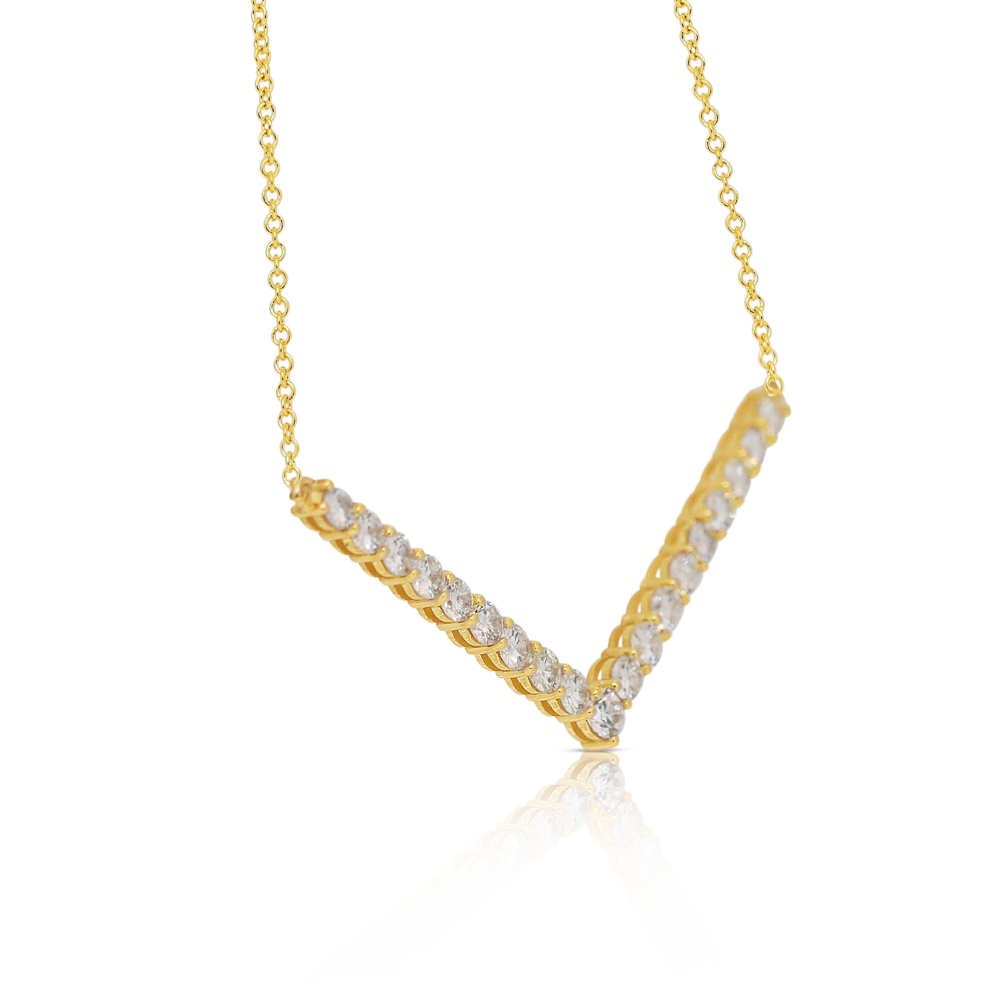 Fabulous 2.96ct Diamonds Necklace in 18k Yellow Gold - IGI Certified In New Condition In רמת גן, IL