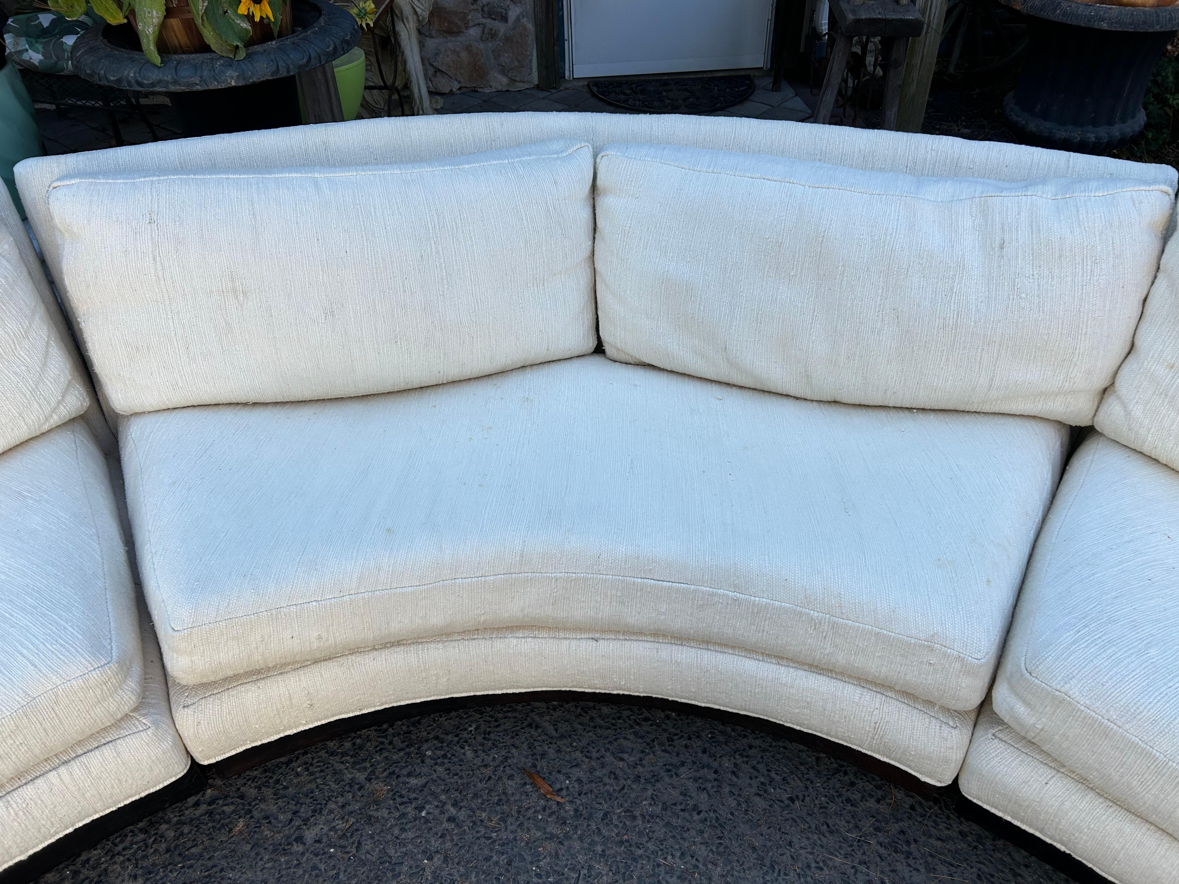 Fabuleux 4-Pieces Erwin Lambeth Circular Curved Sofa Sectional Mid-Century Modern en vente 4
