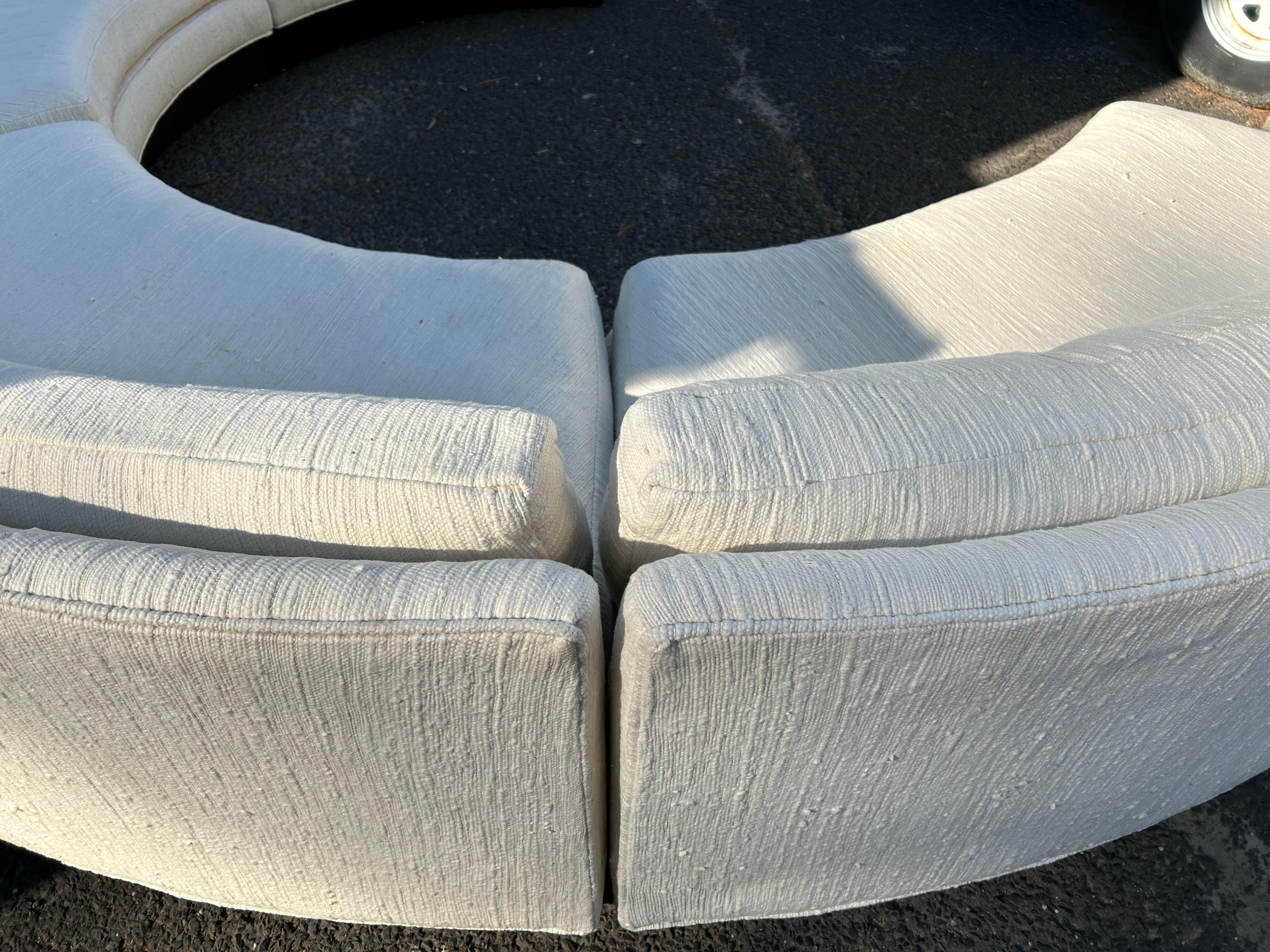 Fin du 20e siècle Fabuleux 4-Pieces Erwin Lambeth Circular Curved Sofa Sectional Mid-Century Modern en vente