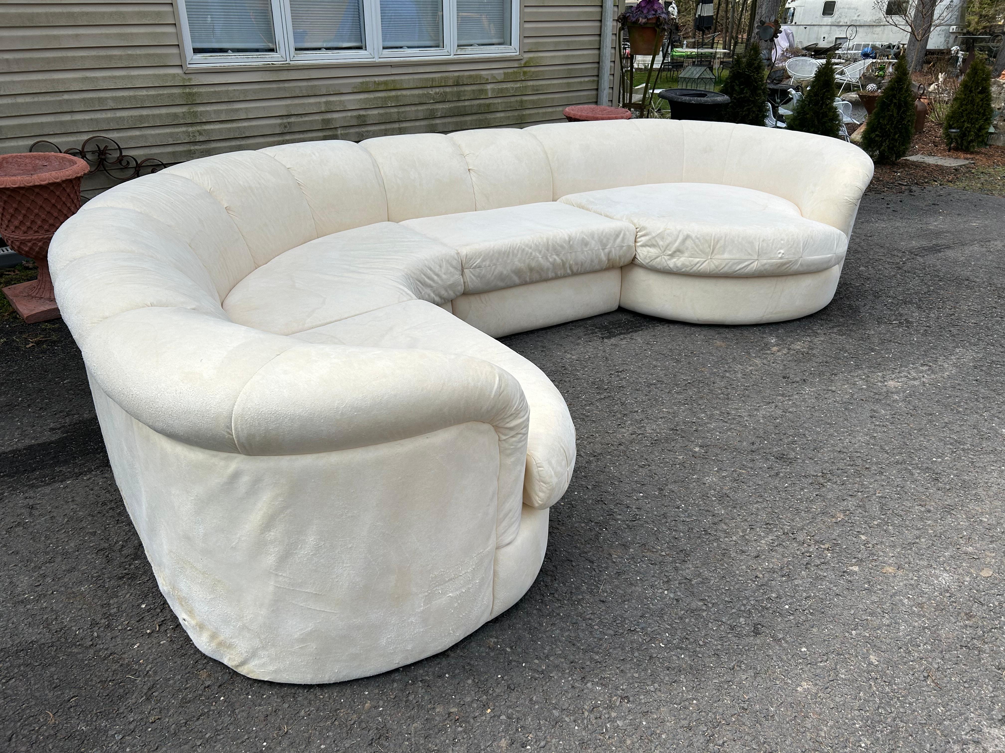 Fabulous 4 Piece Milo Baughman Style Curved Sofa Sectional Carsons Mid-Century For Sale 4