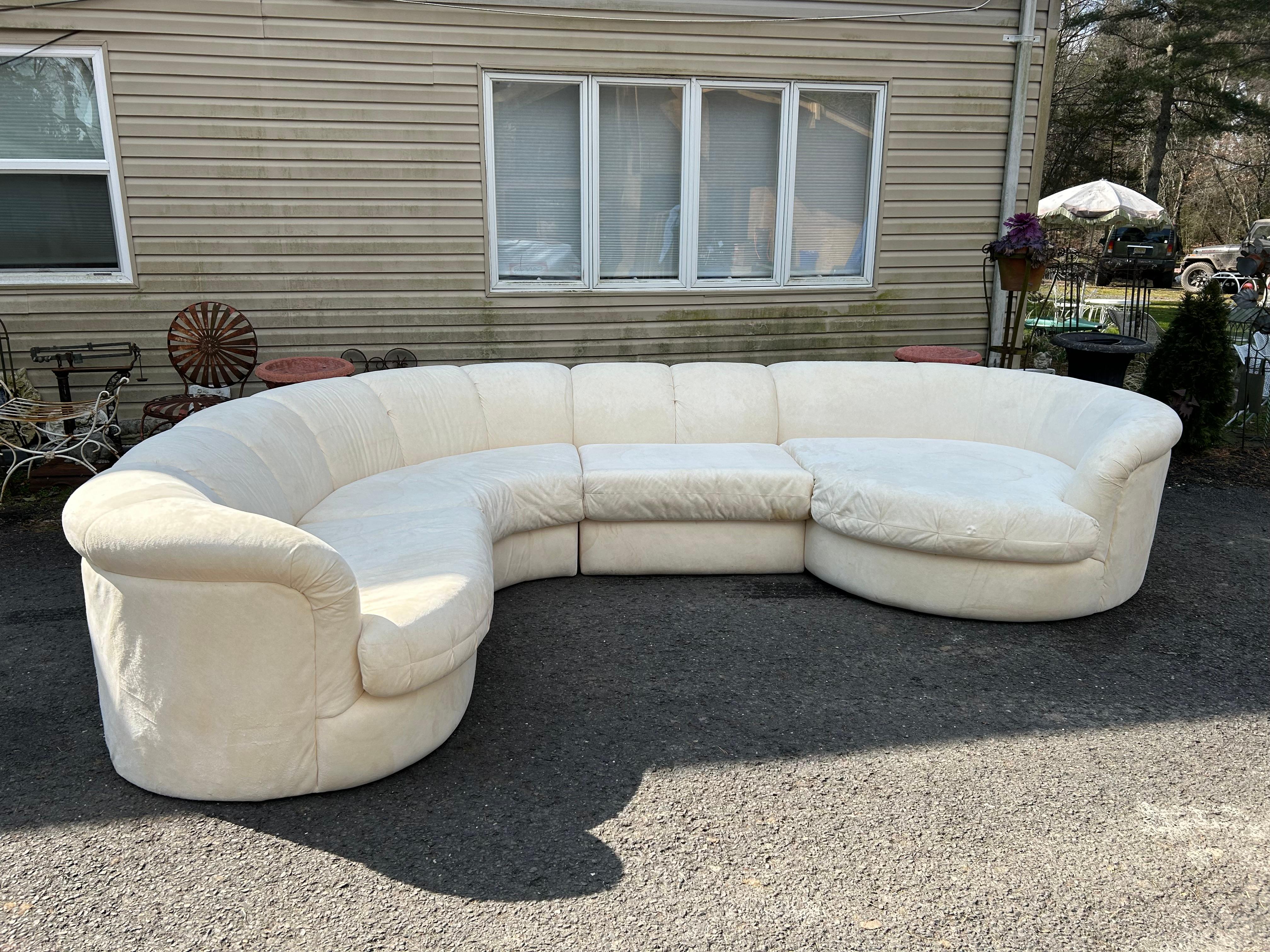 Fabulous 4 Piece Milo Baughman Style Curved Sofa Sectional Carsons Mid-Century For Sale 8