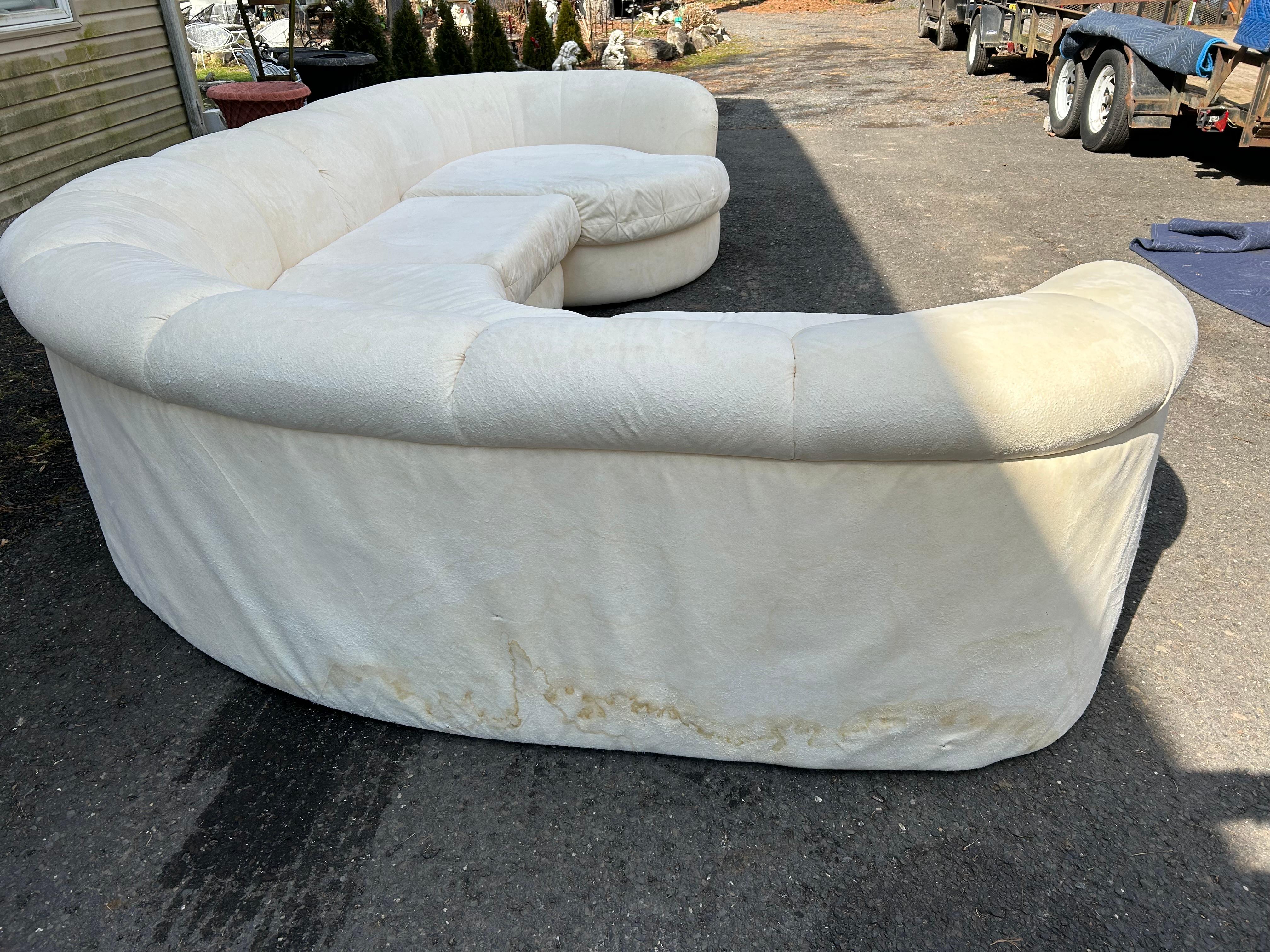Fabelhafte 4teilige geschwungene Sofa-Sektion im Milo Baughman-Stil, Carsons-Stil, Mid-Century (amerikanisch) im Angebot