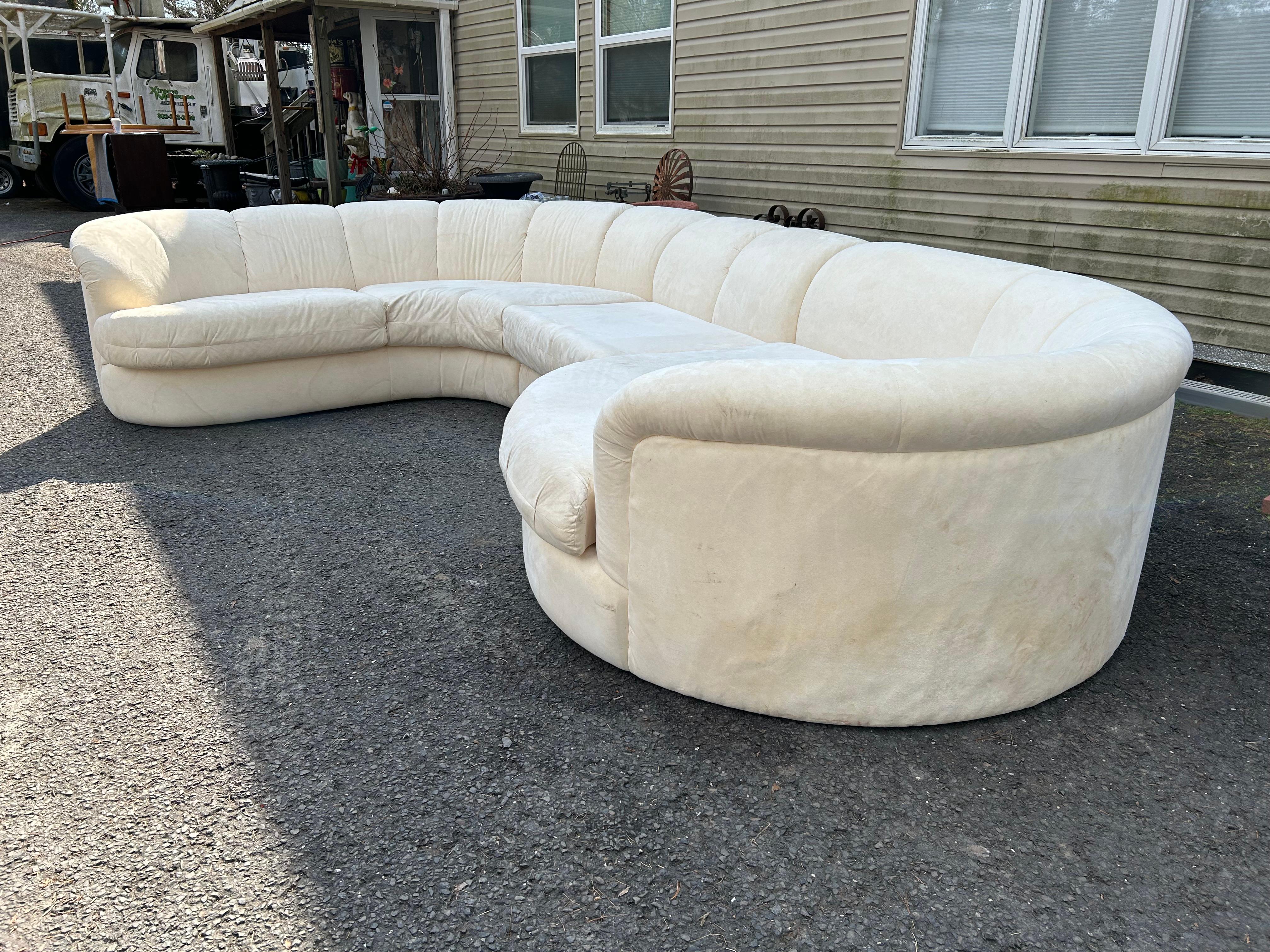 Late 20th Century Fabulous 4 Piece Milo Baughman Style Curved Sofa Sectional Carsons Mid-Century For Sale