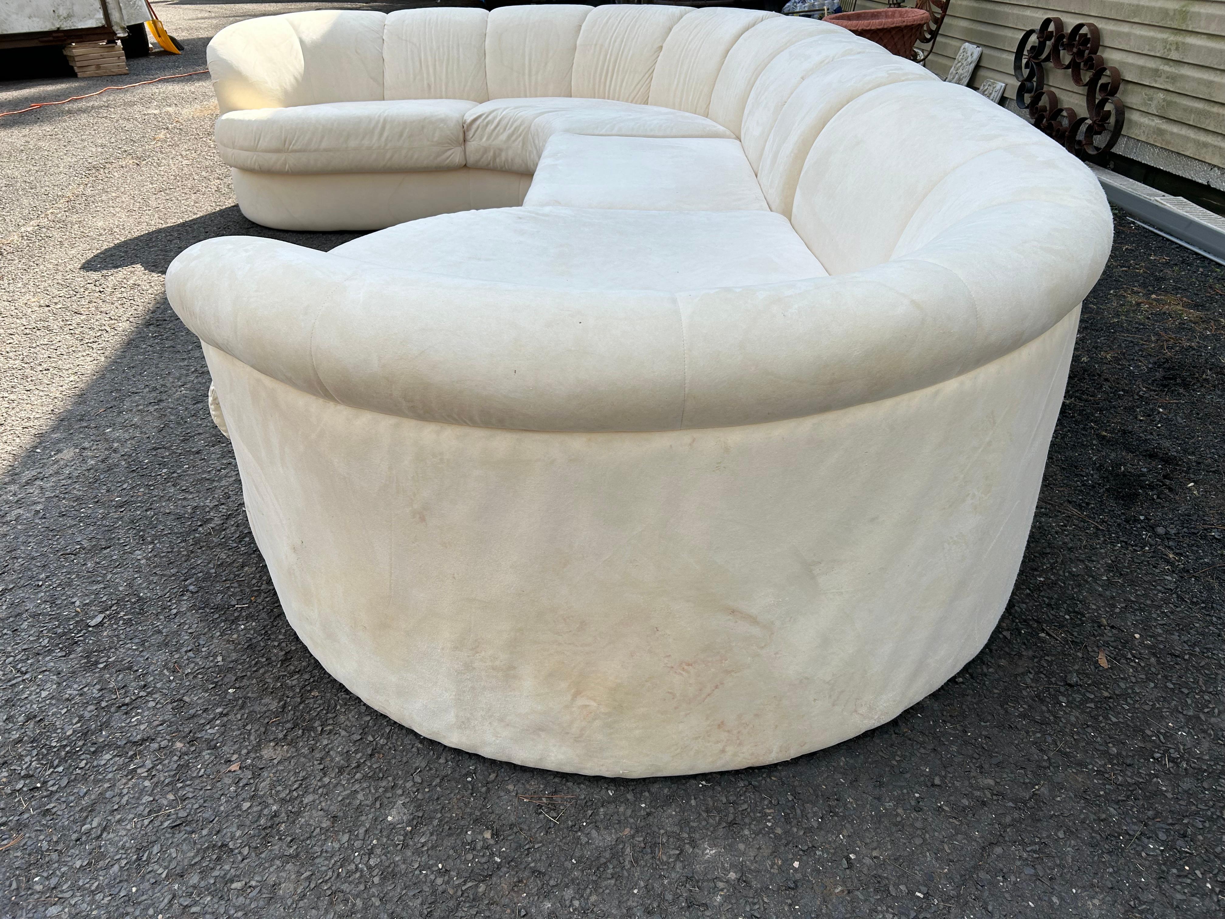 Upholstery Fabulous 4 Piece Milo Baughman Style Curved Sofa Sectional Carsons Mid-Century For Sale