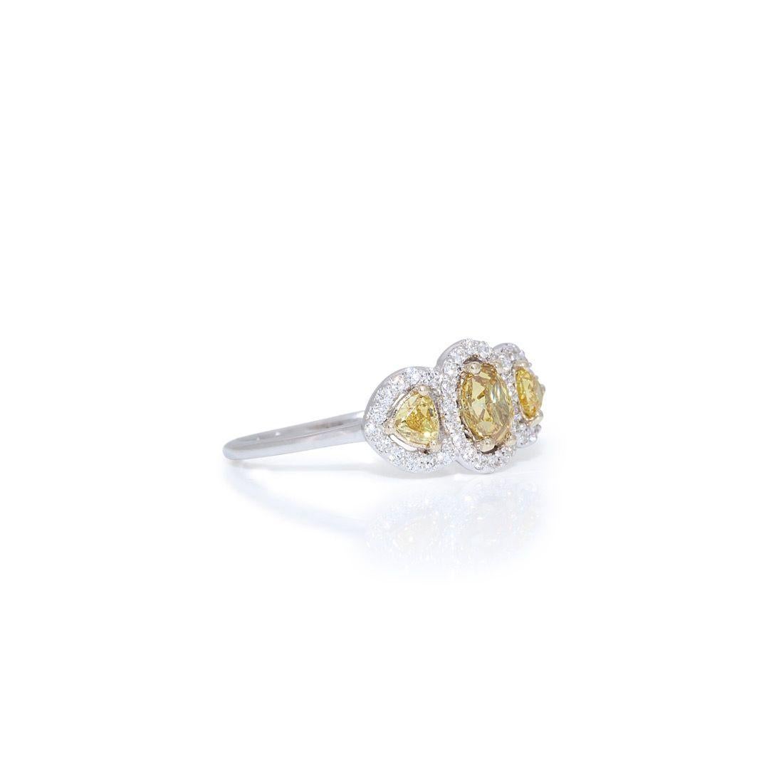 Fabulous .83ct. Oval Brilliant Cluster Diamond Ring In New Condition For Sale In רמת גן, IL