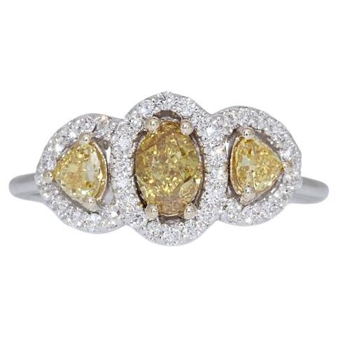 Fabulous .83ct. Oval Brilliant Cluster Diamond Ring For Sale