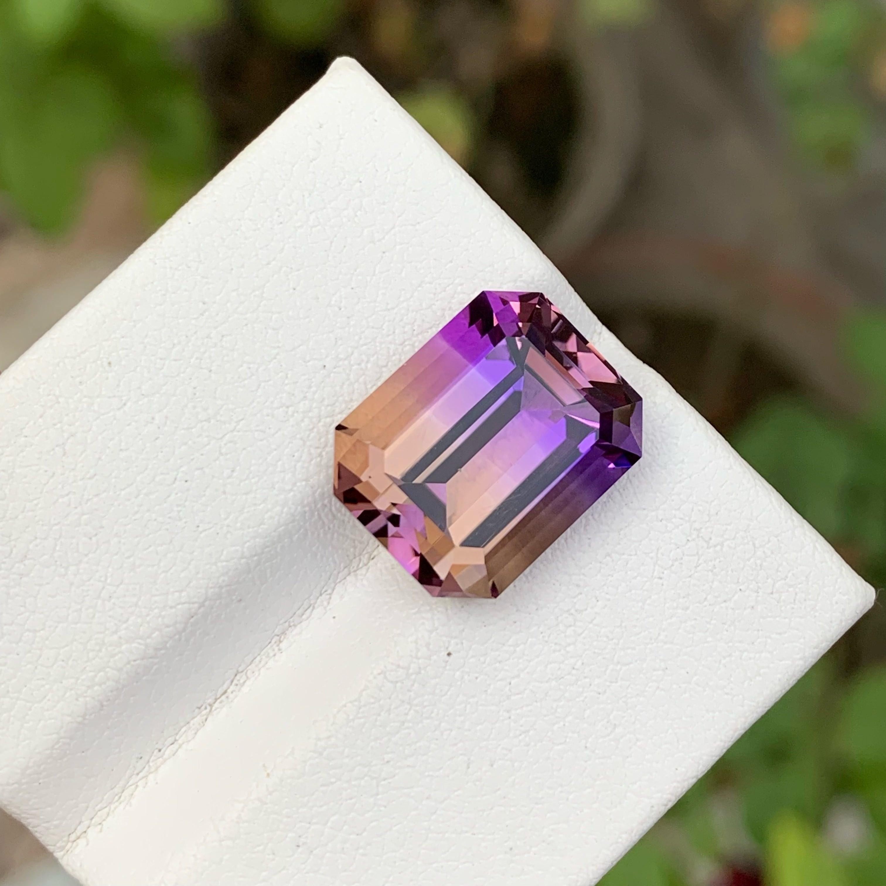 Fabulous Ametrine Cut Gemstone of 11.90 carats from Bolivia has a wonderful cut in a Octagon shape, incredible Purplish Yellow color. Great brilliance. This gem is Loupe Clean Clarity. 

Product Information:
GEMSTONE TYPE:	Fabulous Ametrine Cut