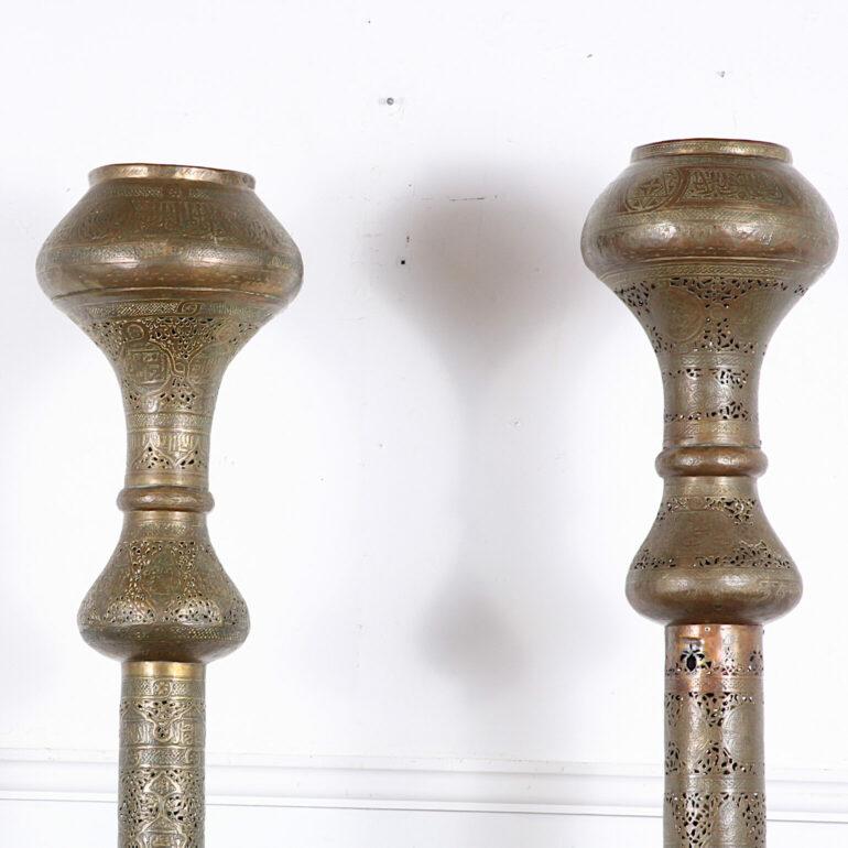 Early 20th Century Fabulous and Impressive Matched Pair of Pierced Brass Moroccan Lamps, C.1900