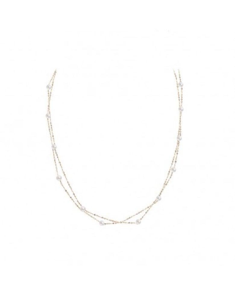 Fabulous and Modern Precious Pearl White Diamond Yellow Gold Necklace In New Condition For Sale In Montreux, CH