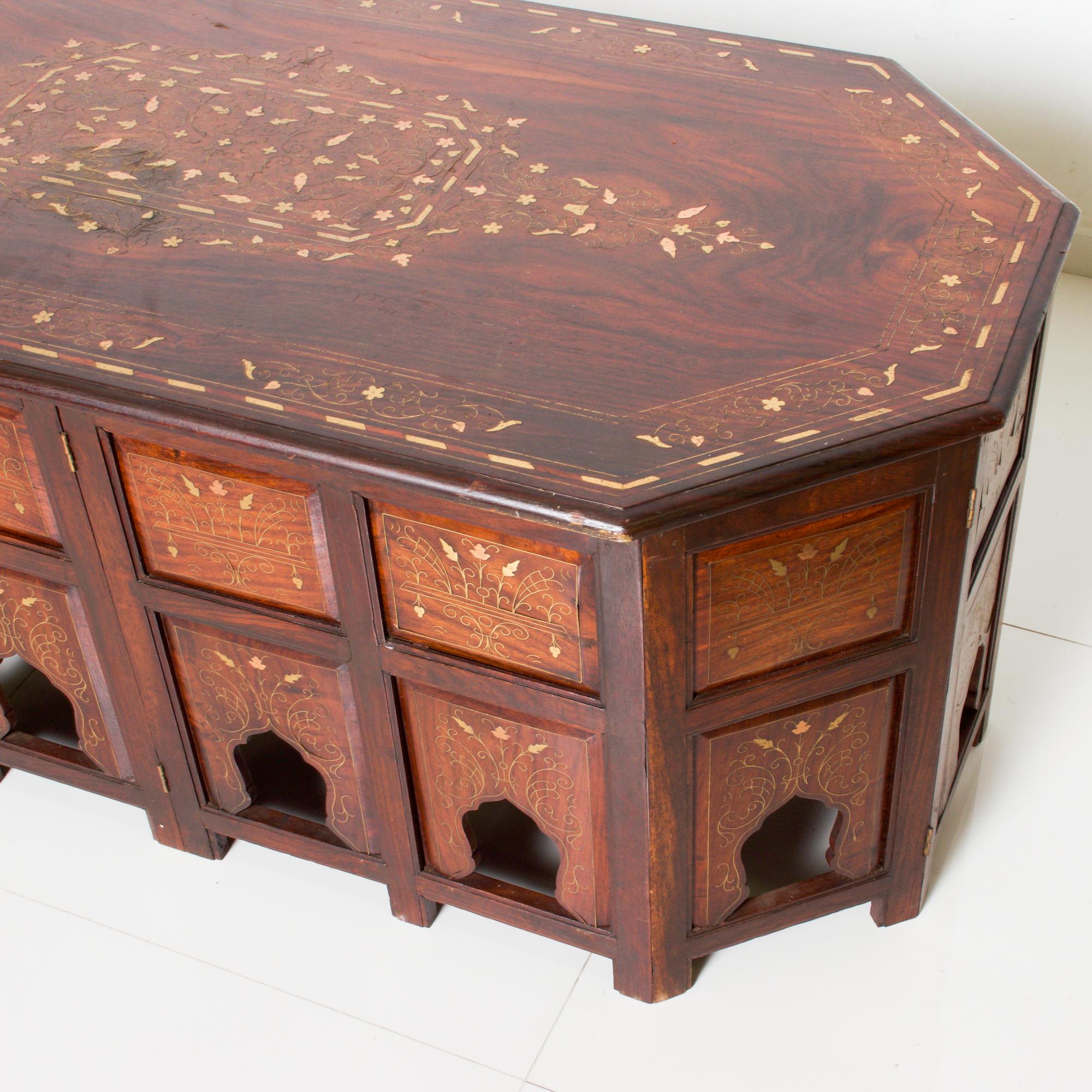 Mid-20th Century  1950s Folding Octagon Concertina Coffee Table Rosewood 